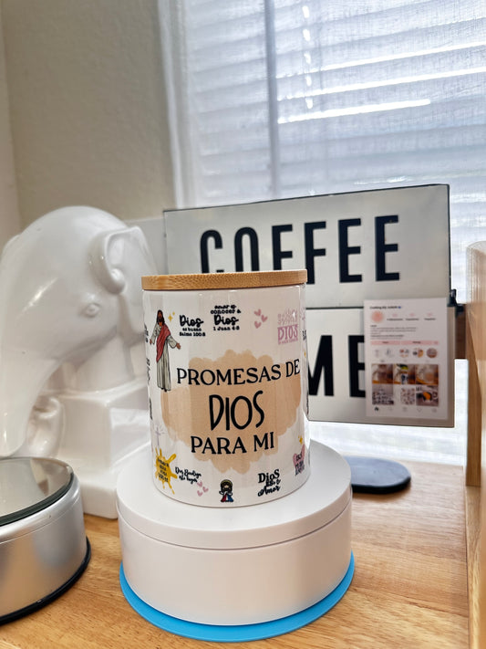 Taza con tapa promesas de Dios 12oz